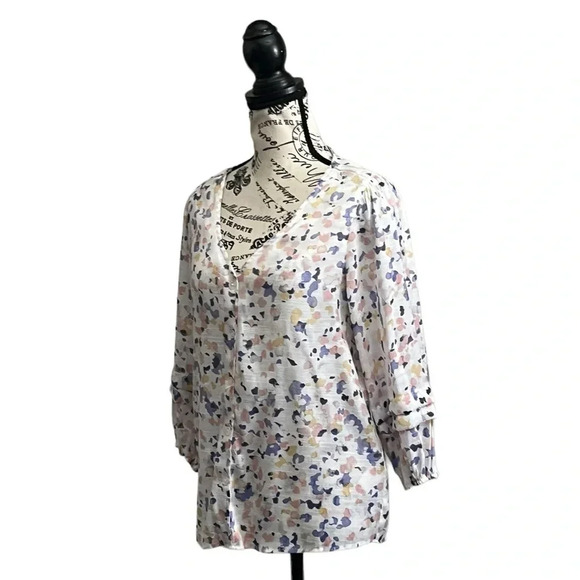 Hope And Harlow Floral Peasent Blouse Womens Ditzy Knit Boho Modest S Modest - Picture 2 of 9